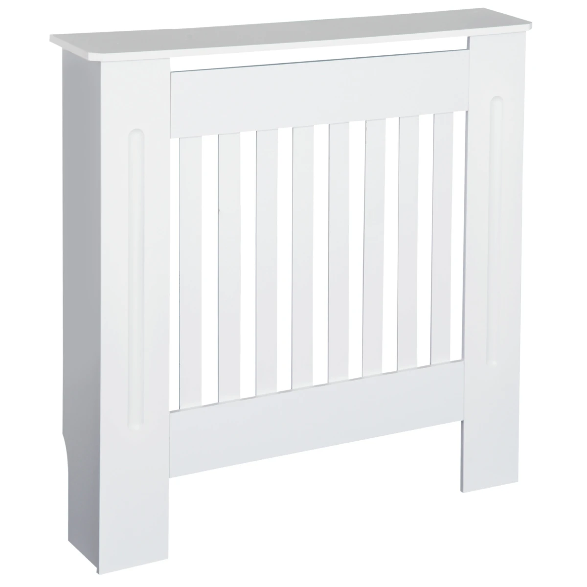 HOMCOM White Painted Radiator Cover Cabinet Standard Size Slatted Vent Top Shelf Wall Mount Home Office - Radiator