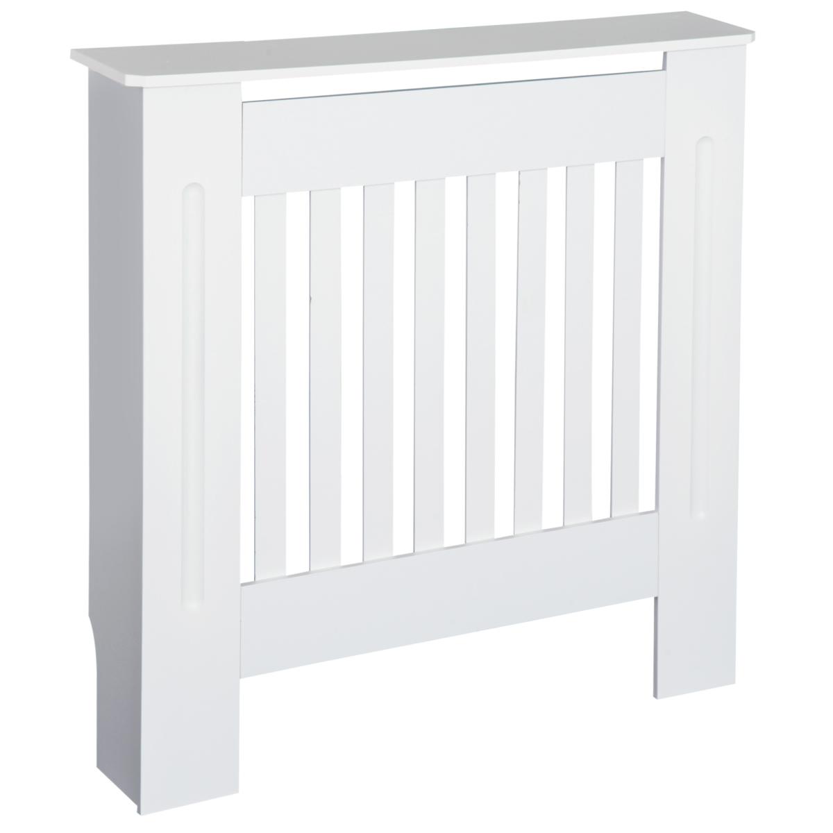 White Painted Radiator Cover Cabinet Standard Size Slatted Vent Top Shelf Wall Mount Home Office