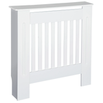 HOMCOM White Painted Radiator Cover Cabinet Standard Size Slatted Vent Top Shelf Wall Mount Home Office - Radiator