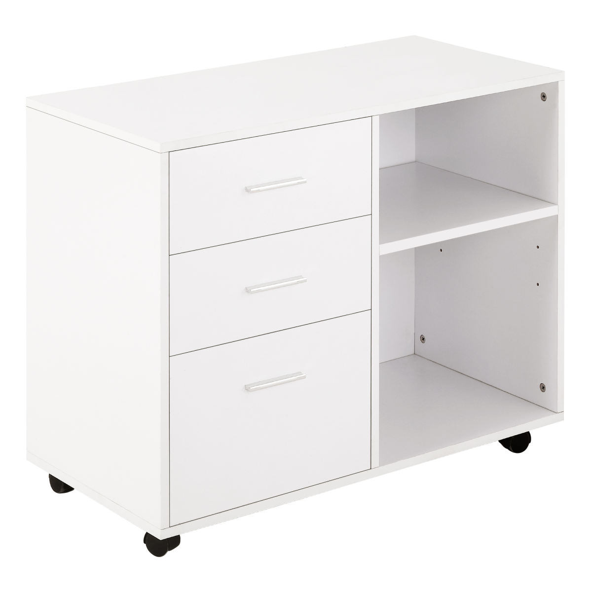 White Freestanding Cabinet 3-Drawer 2-Shelf