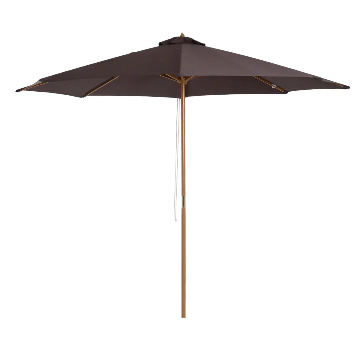 Outsunny 3m Bamboo Wooden Market Patio Umbrella Garden Parasol Outdoor Sunshade Canopy - Parasol