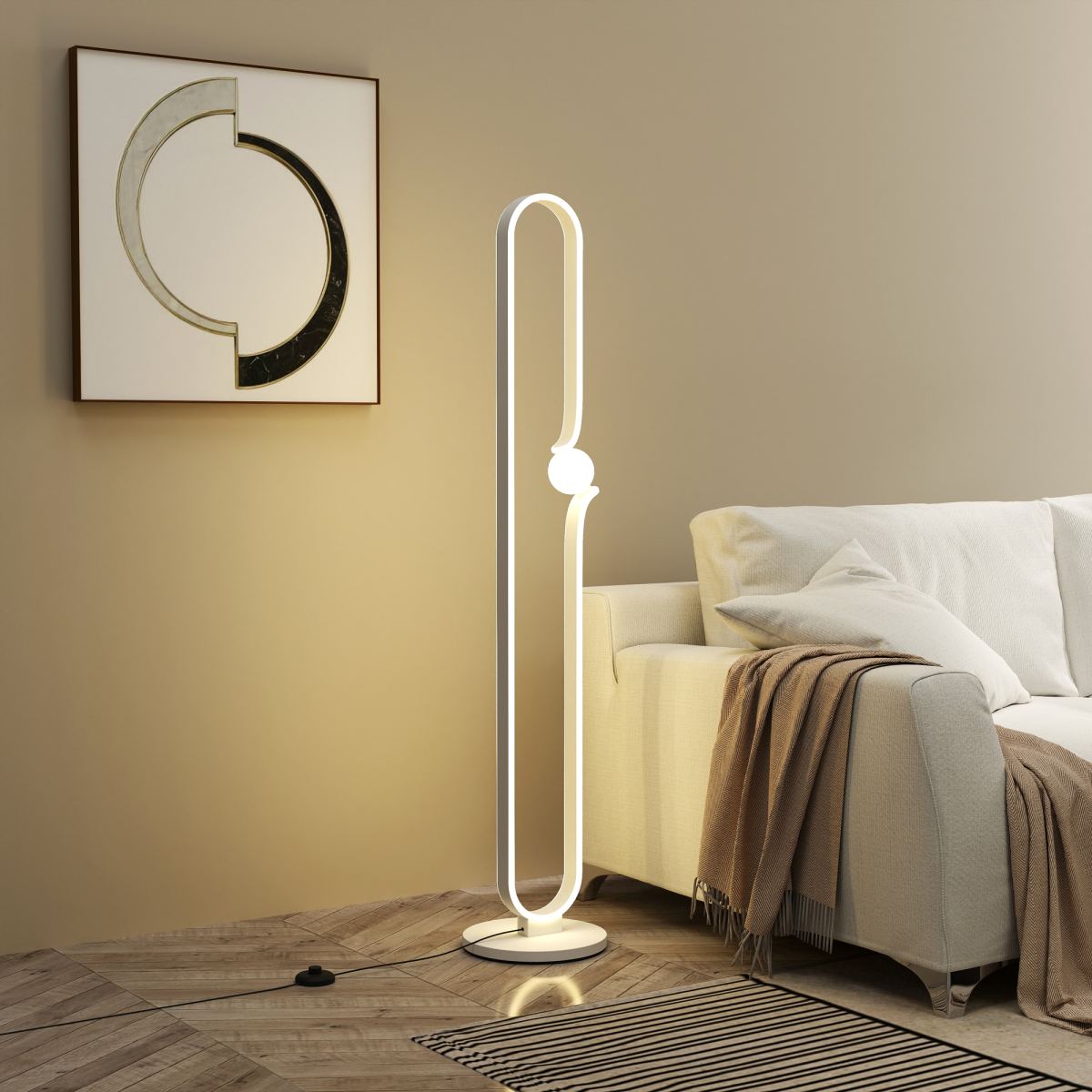 Premium Floor Lamp Tall LED Note Shade Home - N/A - Home Symphony