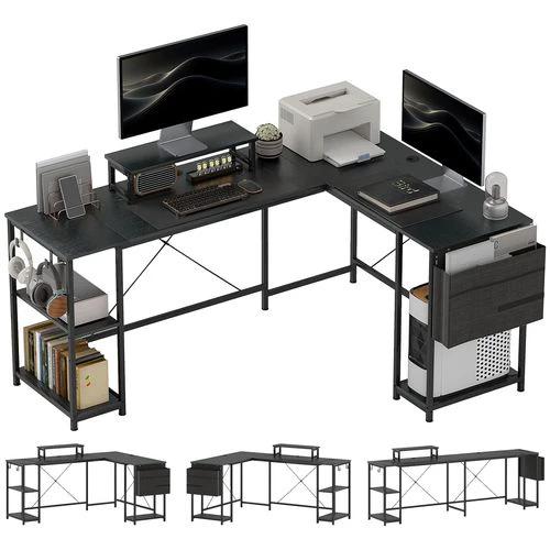 HOMCOM 168cm Reversible L Shaped Desk, 240cm Two Person Desk by HOMCOM