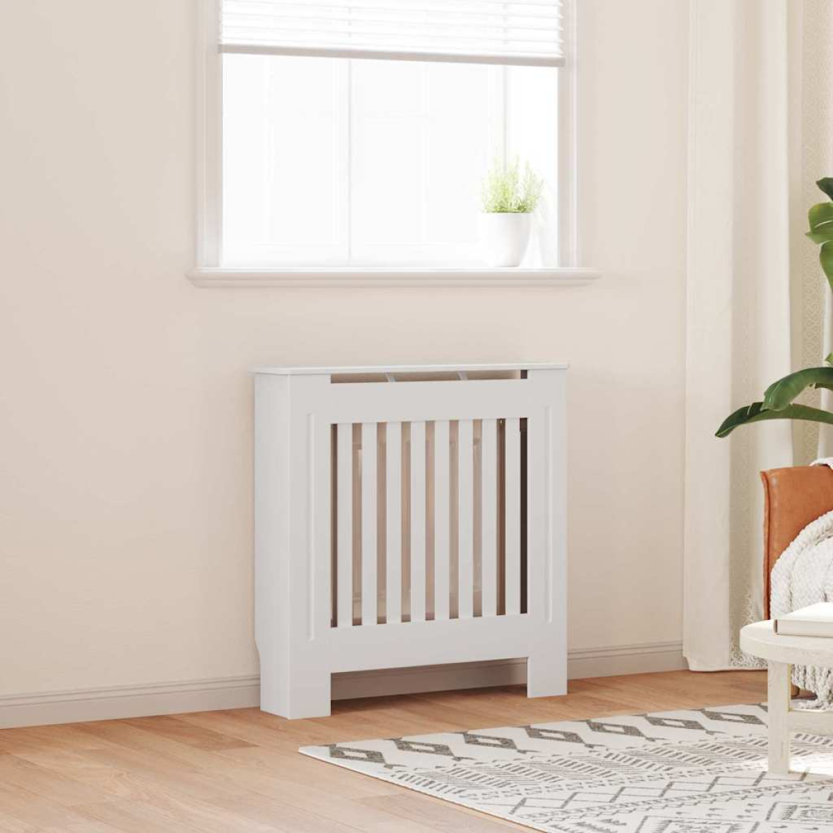 vidaXL Radiator Cover 78 By 19 By 81.5 Cm Engineered Wood White Finish For Living Room Decor