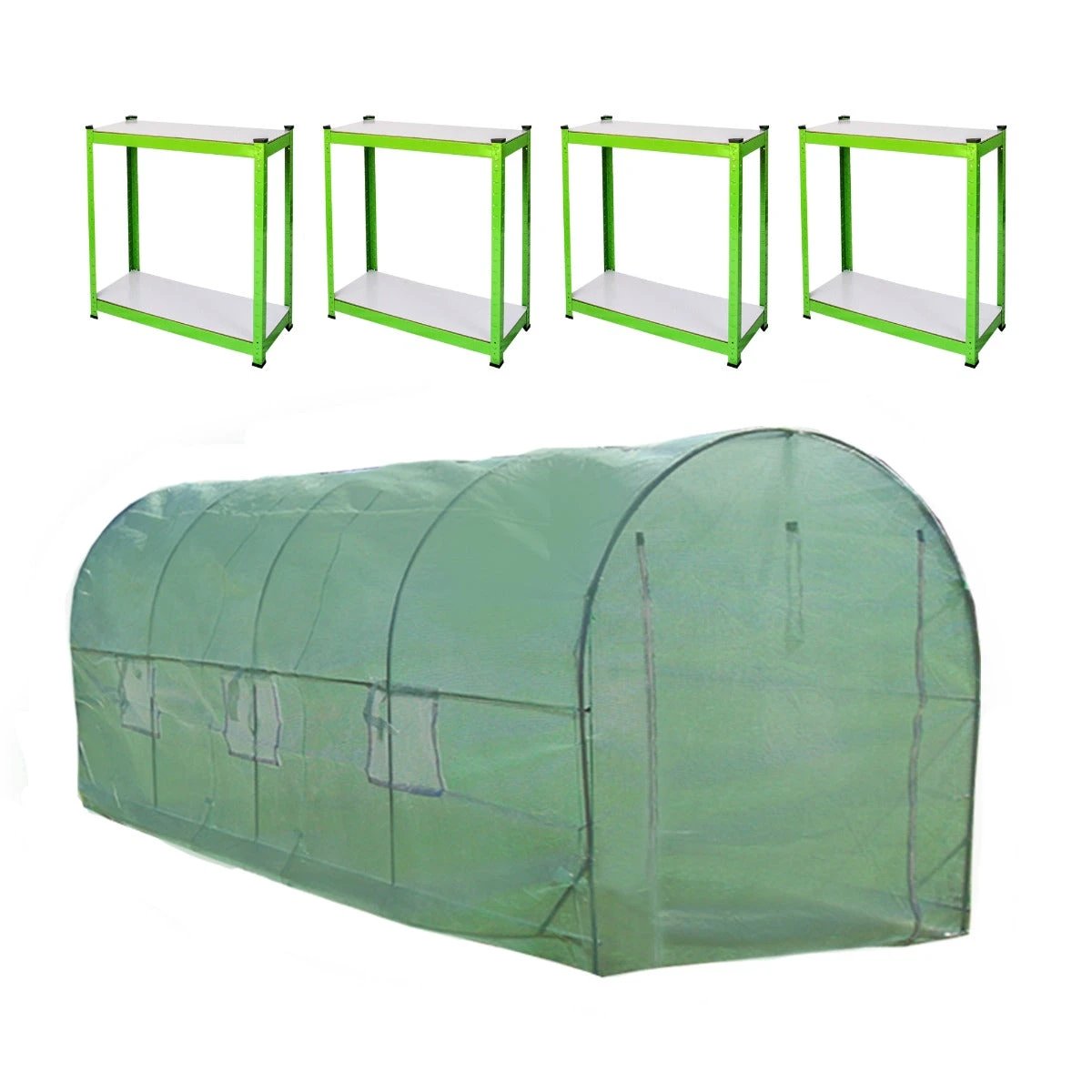 Premium Polytunnel 6m x 3m Racking Garden by Monster Shop
