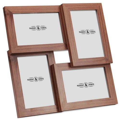 Four Maison & White wood veneer photo frames, part of the M&W Multi Picture Aperture 6 x 4 Photo Frame collection, are arranged in a mosaic pattern. The interlocking design creates a dynamic and captivating visual display.