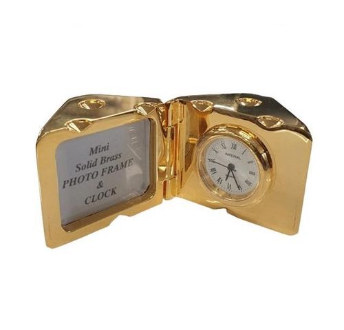 Miniature Clock Gold Plated Dice with photo frame Solid Brass IMP71 - CLEARANCE NEEDS RE-BATTERY - Home Symphony
