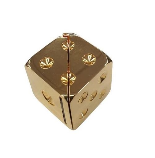 Miniature Clock Gold Plated Dice with photo frame Solid Brass IMP71 - CLEARANCE NEEDS RE-BATTERY - Home Symphony