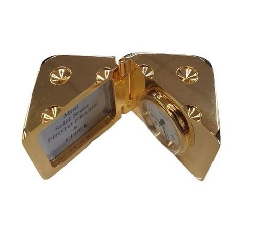 Miniature Clock Gold Plated Dice with photo frame Solid Brass IMP71 - CLEARANCE NEEDS RE-BATTERY - Home Symphony