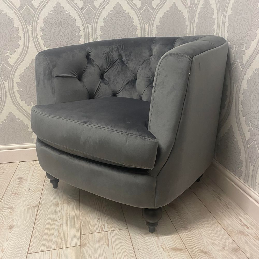 86cm Lead Colour Velvet Armchair - Armchair from MSL