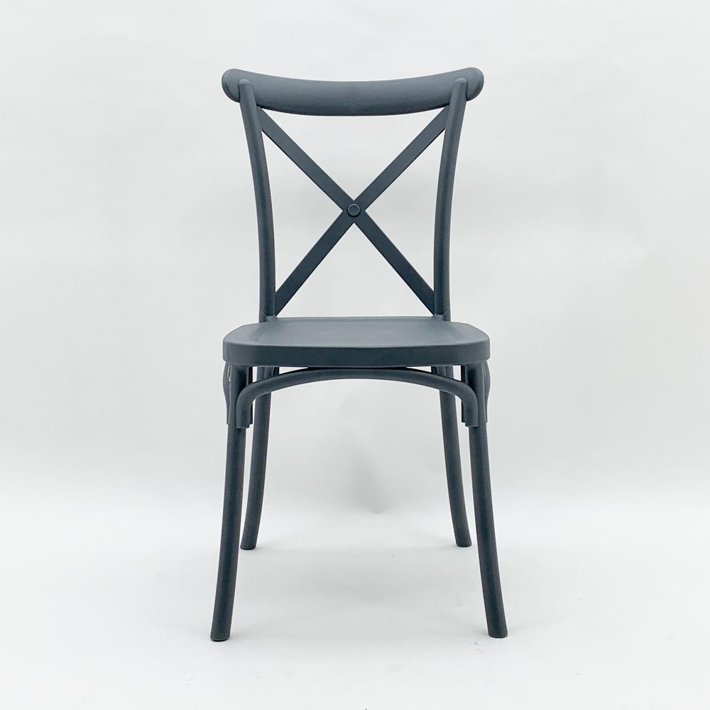 Grey Plastic French Cross Back Chair - Dining Chairs from MSL