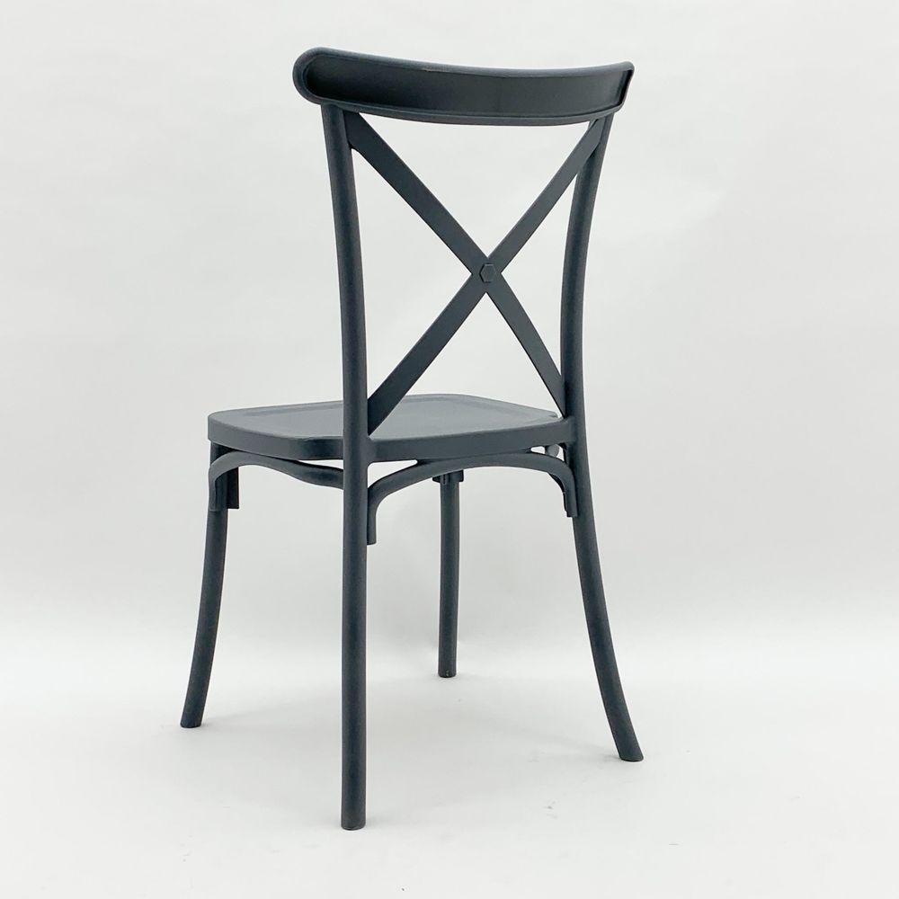 Grey Plastic French Cross Back Chair - Dining Chairs from MSL
