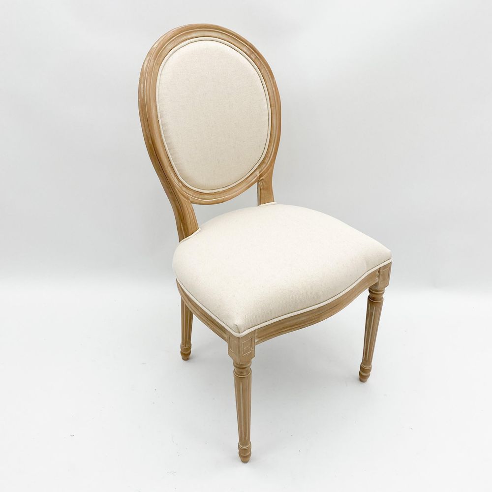 94CM CREAM LINEN FABRIC LOUIS ARMCHAIR - Fabric Dining Chairs from MSL