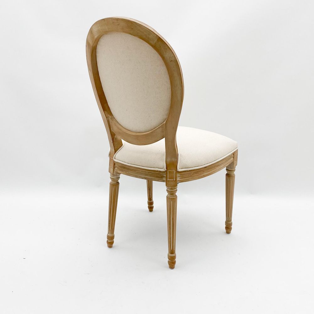 94CM CREAM LINEN FABRIC LOUIS ARMCHAIR - Fabric Dining Chairs from MSL