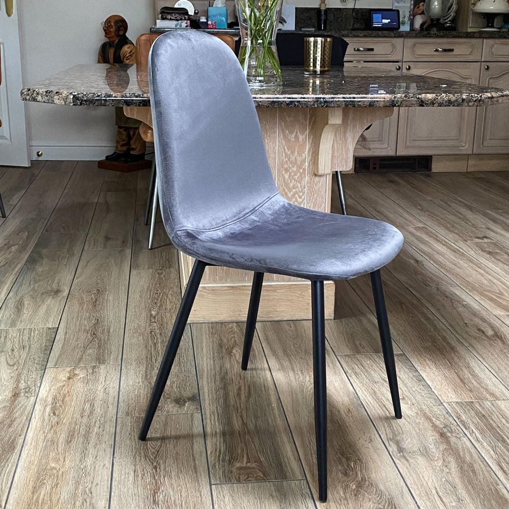 GREY FABRIC CHAIR BLACK METAL LEGS - Fabric Dining Chairs from MSL