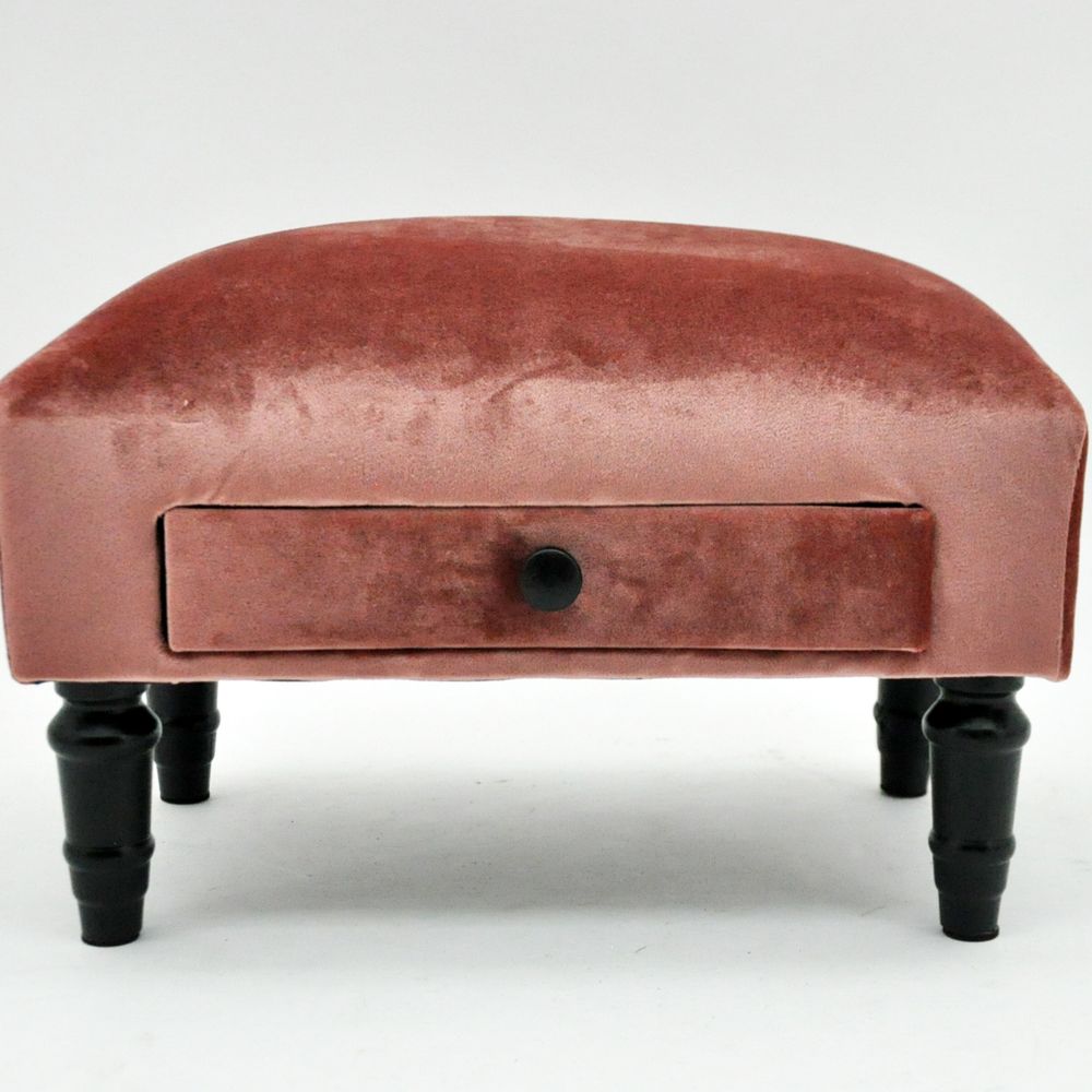 Pink velvet footstool with drawer - Footstool from MSL