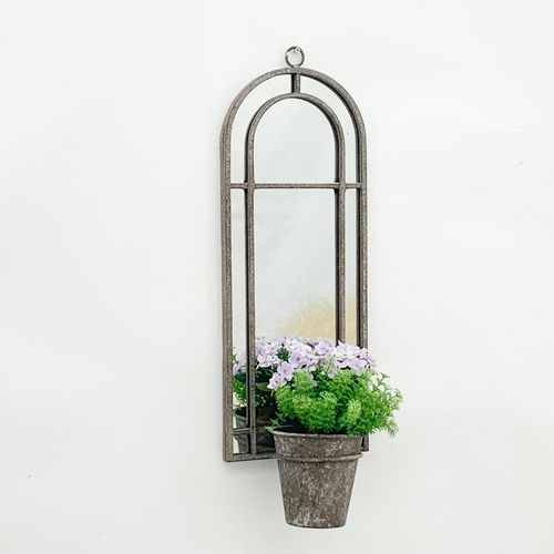 64CM WALL MIRROR WITH SINGLE PLANTER - Home Symphony