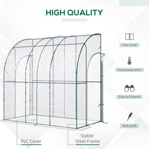 N/A Walk-In Lean to Wall Tunnel Greenhouse - Greenhouse