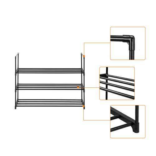 3 Tiers Shoe Rack Shoe Tower Shelf Storage Organizer For Bedroom, Entryway, Hallway, and Closet Black Color - Shoe Storage from N/A