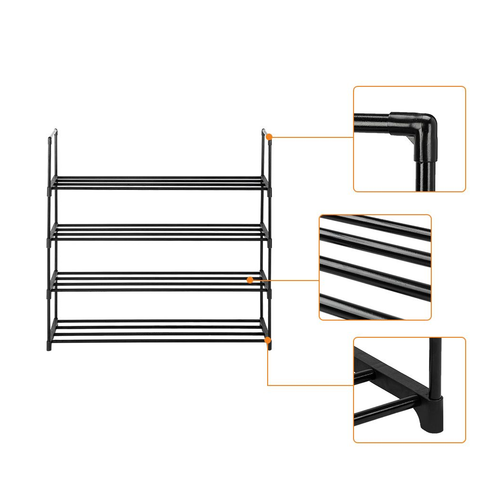 4 Tiers Shoe Rack Shoe Tower Shelf Storage Organizer For Bedroom, Entryway, Hallway, and Closet Black Color - Shoe Storage from N/A