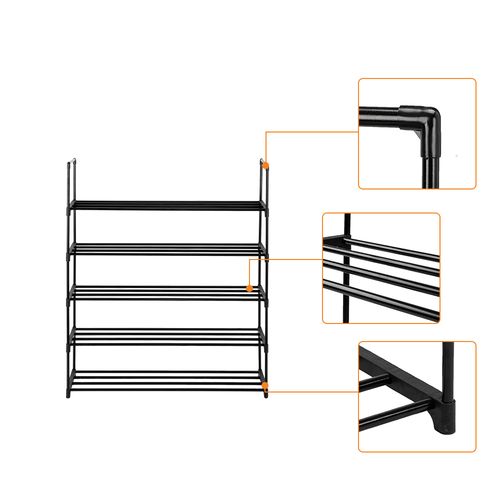 5 Tiers Shoe Rack Shoe Tower Shelf Storage Organizer For Bedroom, Entryway, Hallway, and Closet Black Color - Shoe Storage from N/A