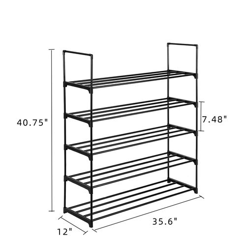 5 Tiers Shoe Rack Shoe Tower Shelf Storage Organizer For Bedroom, Entryway, Hallway, and Closet Black Color - Shoe Storage from N/A