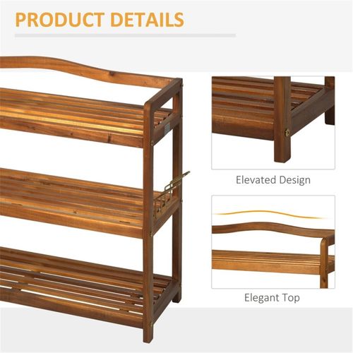 Shoe Rack Acacia Wood Teak 74L x 26W x 62H cm 12 Shoe Pairs - Shoe Storage from N/A