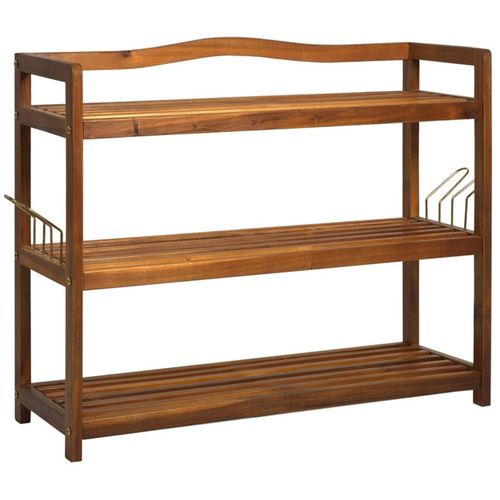 Shoe Rack Acacia Wood Teak 74L x 26W x 62H cm 12 Shoe Pairs - Shoe Storage from N/A