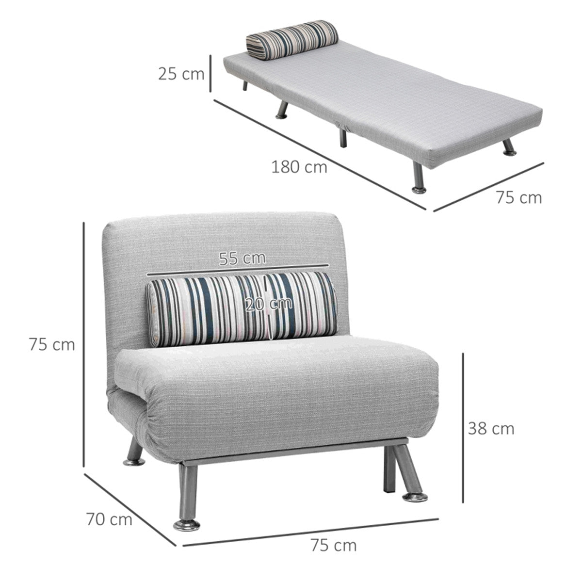 Sofa Chair /Single sofa bed Grey - Sofa Bed from N/A