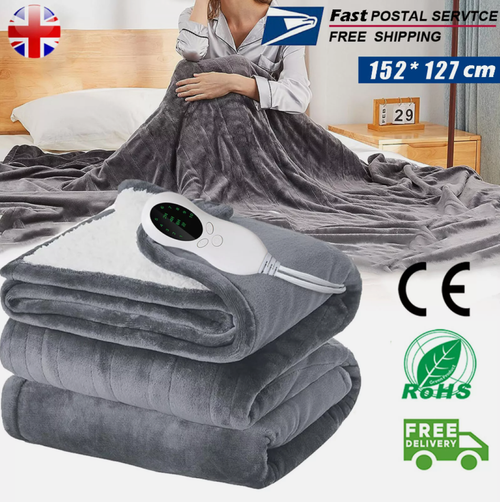 Electric Heated Throw Over Blanket Digital Control Large Warm Fleece Washable UK - Home Symphony