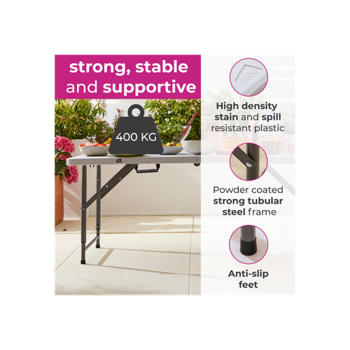 Neo Folding Picnic Table Portable 4FT Extendable Height - Picnic Tables from Neo
