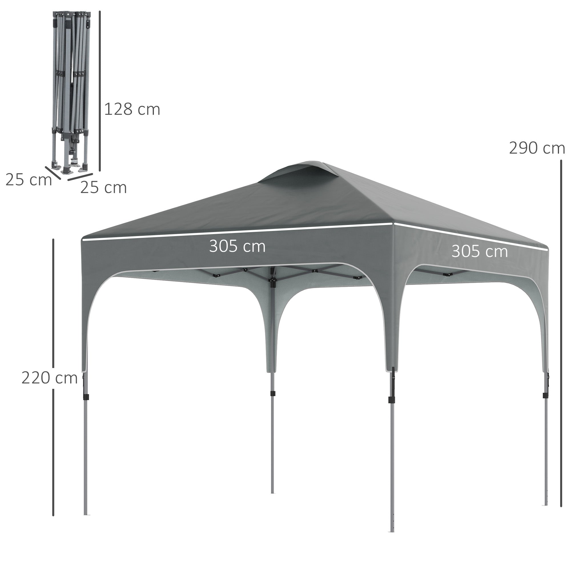 3x3M Pop Up Gazebo, Foldable Canopy Tent & Carry Bag with Wheels & 4 Legs - Home Symphony