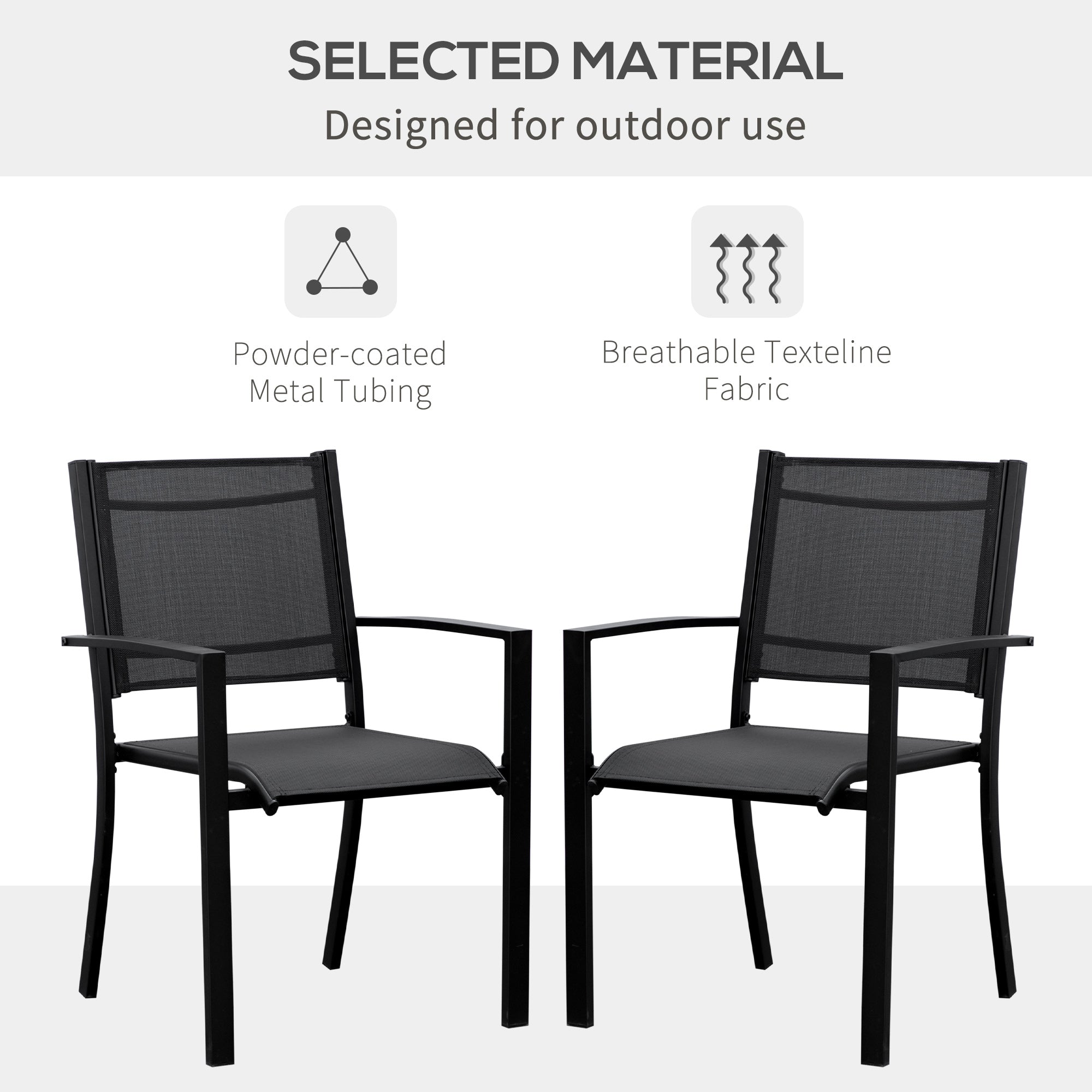 Outsunny 2 PCs Patio Dining Chair Outdoor Mesh Seat Bistro Chair Black - Bistro Sets from Outsunny
