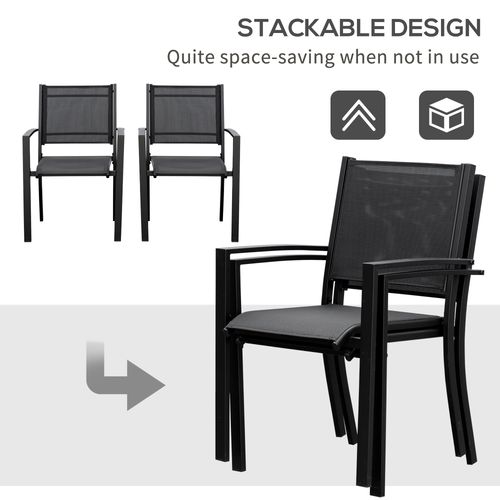 Outsunny 2 PCs Patio Dining Chair Outdoor Mesh Seat Bistro Chair Black - Bistro Sets from Outsunny
