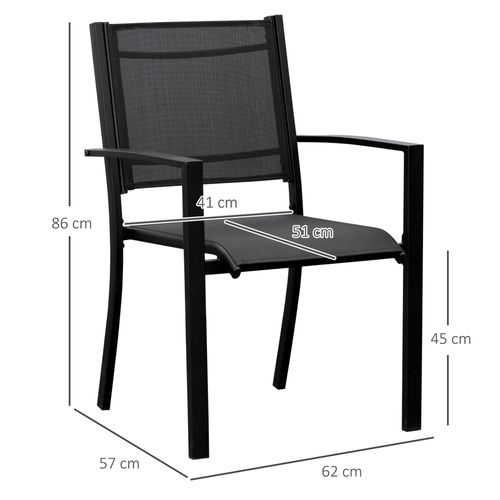 Outsunny 2 PCs Patio Dining Chair Outdoor Mesh Seat Bistro Chair Black - Bistro Sets from Outsunny
