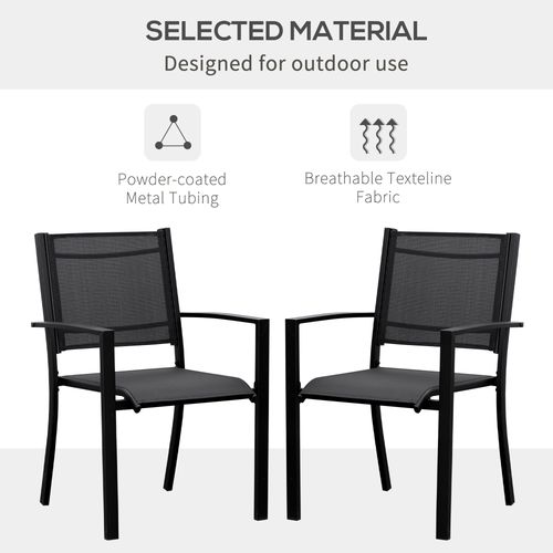 Outsunny 2 PCs Patio Dining Chair Outdoor Mesh Seat Bistro Chair Black - Bistro Sets from Outsunny
