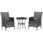 2 Seater GardenRattan Furniture Bistro Set Table Set Conservatory, Light Grey - Bistro Sets from Outsunny