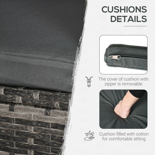 2 Seater GardenRattan Furniture Bistro Set Table Set Conservatory, Light Grey - Bistro Sets from Outsunny