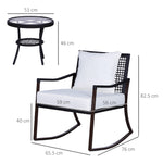 3 PCS Rocking Chair Bistro Set-Brown/Cream White - Bistro Sets from Outsunny