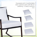 3 PCS Rocking Chair Bistro Set-Brown/Cream White - Bistro Sets from Outsunny