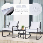 3 PCS Rocking Chair Bistro Set-Brown/Cream White - Bistro Sets from Outsunny