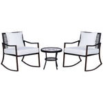 3 PCS Rocking Chair Bistro Set-Brown/Cream White - Bistro Sets from Outsunny
