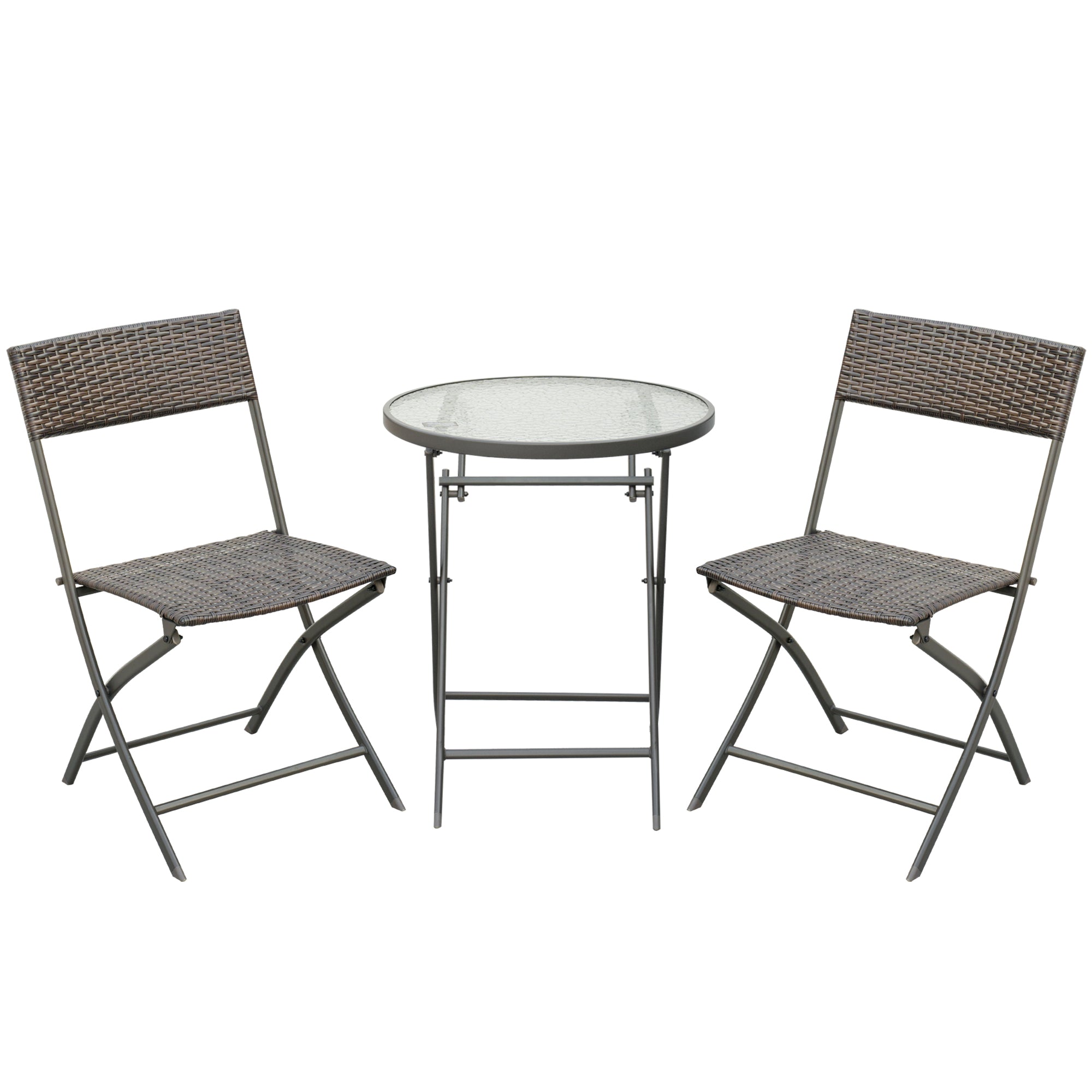 3pc Wicker Rattan Bistro Set-Brown - Bistro Sets from Outsunny