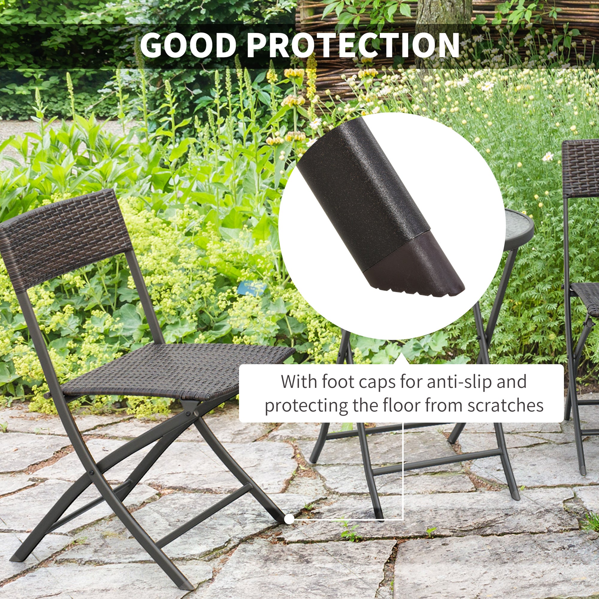 3pc Wicker Rattan Bistro Set-Brown - Bistro Sets from Outsunny