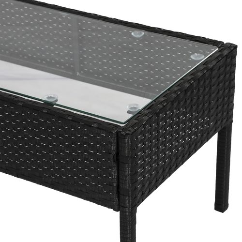 4-Seater Rattan Garden Furniture Set Black Cream Outdoor Patio Bistro - Bistro Sets from Outsunny