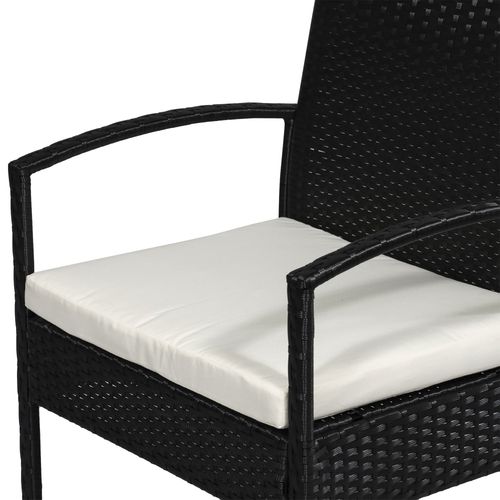 4-Seater Rattan Garden Furniture Set Black Cream Outdoor Patio Bistro - Bistro Sets from Outsunny