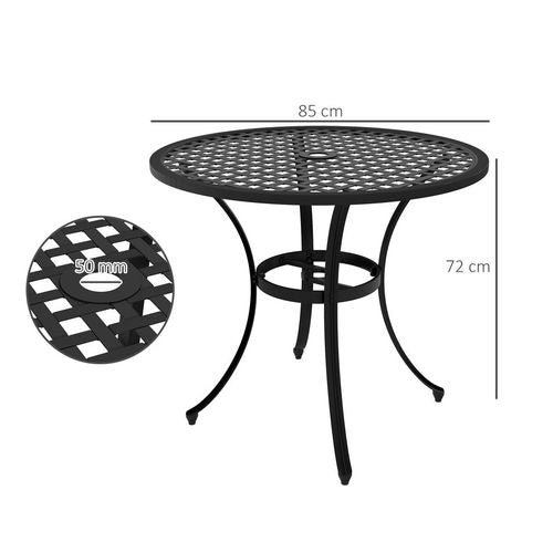 Outsunny Cast Aluminium Bistro Table with Umbrella Hole for Balcony, Black - Bistro Sets from Outsunny