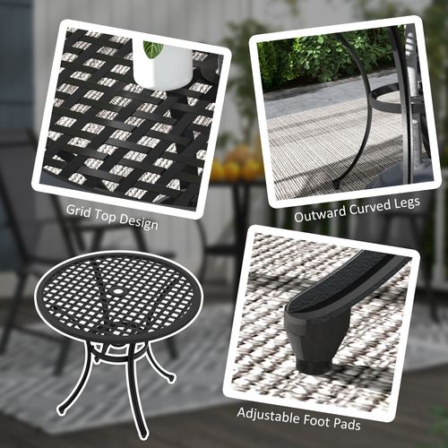 Outsunny Cast Aluminium Bistro Table with Umbrella Hole for Balcony, Black - Bistro Sets from Outsunny