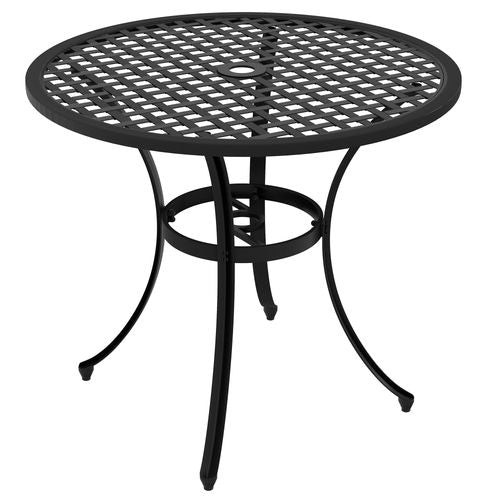 Outsunny Cast Aluminium Bistro Table with Umbrella Hole for Balcony, Black - Bistro Sets from Outsunny