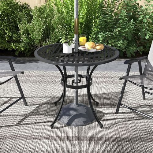 Outsunny Cast Aluminium Bistro Table with Umbrella Hole for Balcony, Black - Bistro Sets from Outsunny